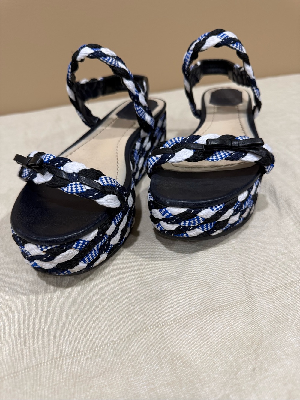 Christian Dior Wedge Platform Sandals Blue Size 38